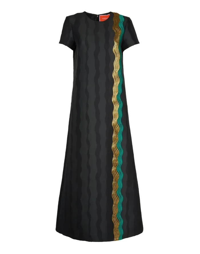 La Doublej Super Swing Dress The Nile Black In Jacquard Women Dresses