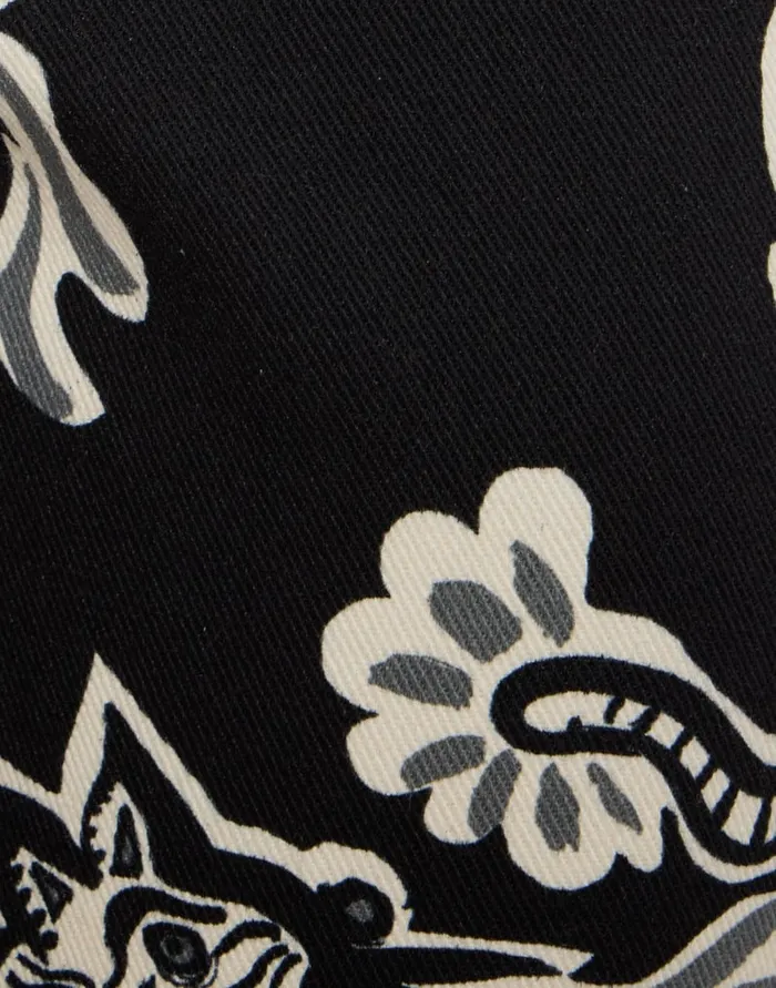 La Doublej The Cropped Flare Jean Crazy Tigers Black and White In Cotton Drill Women Shorts and Pants