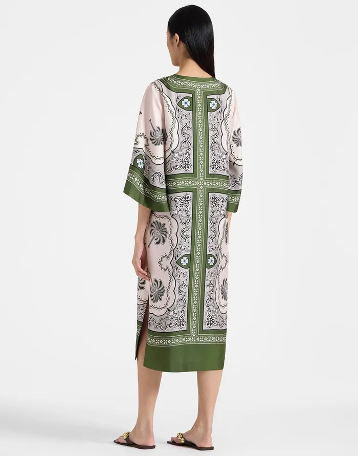 La Doublej The Kaftan Mirage Place Green In Silk Twill Women Dresses