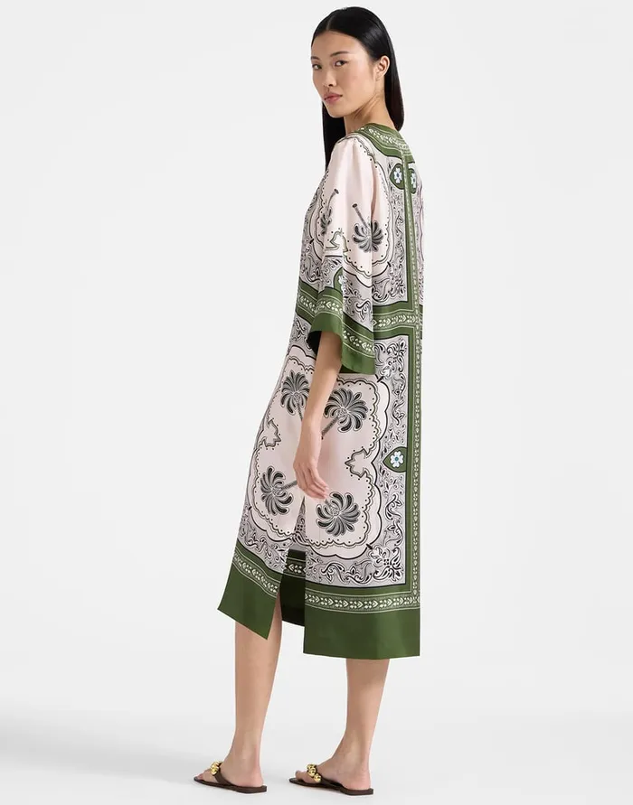 La Doublej The Kaftan Mirage Place Green In Silk Twill Women Dresses