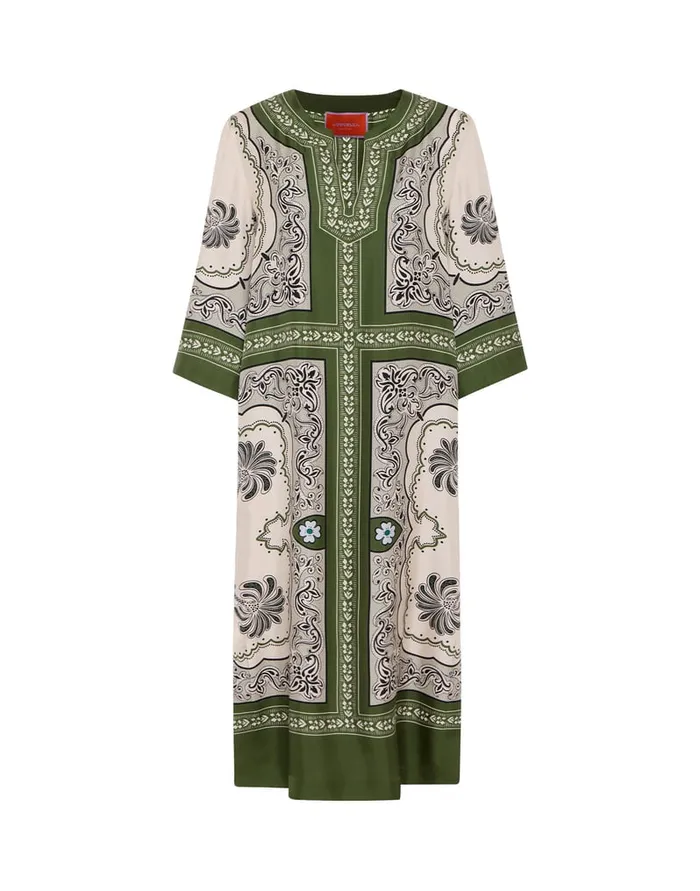 La Doublej The Kaftan Mirage Place Green In Silk Twill Women Dresses