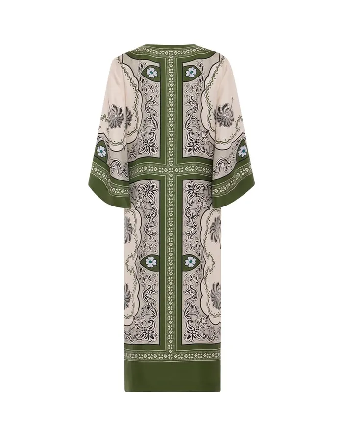 La Doublej The Kaftan Mirage Place Green In Silk Twill Women Dresses