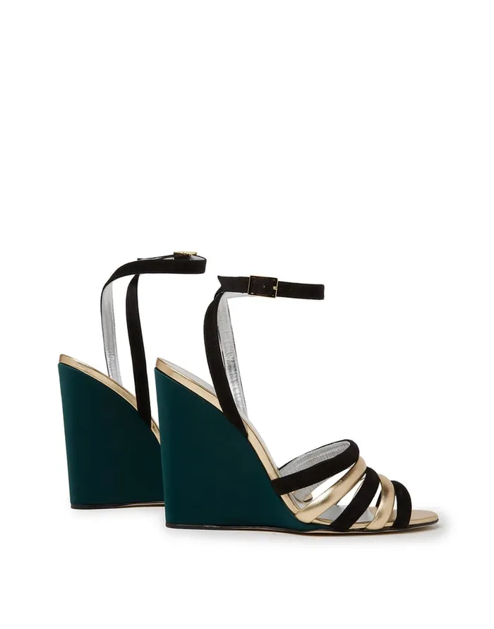 La Doublej Tones Wedge Solid Green In Raso Women Shoes