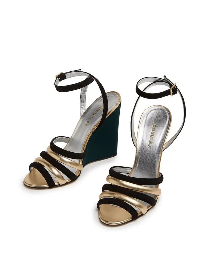 La Doublej Tones Wedge Solid Green In Raso Women Shoes
