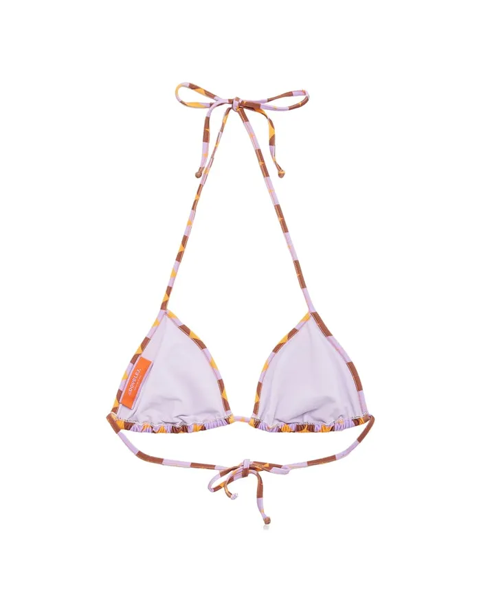 La Doublej Triangle Bikini Top Mezzaluna Orange In Lycra Women Swimwear