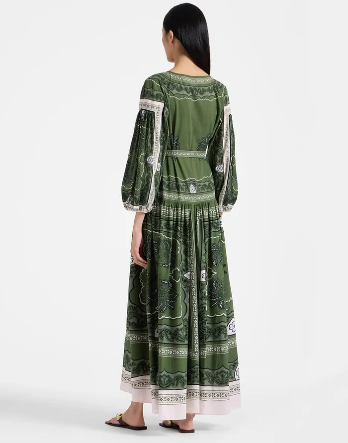 La Doublej Viviana Dress Mirage Place Green In Cotton Muslin Women Dresses