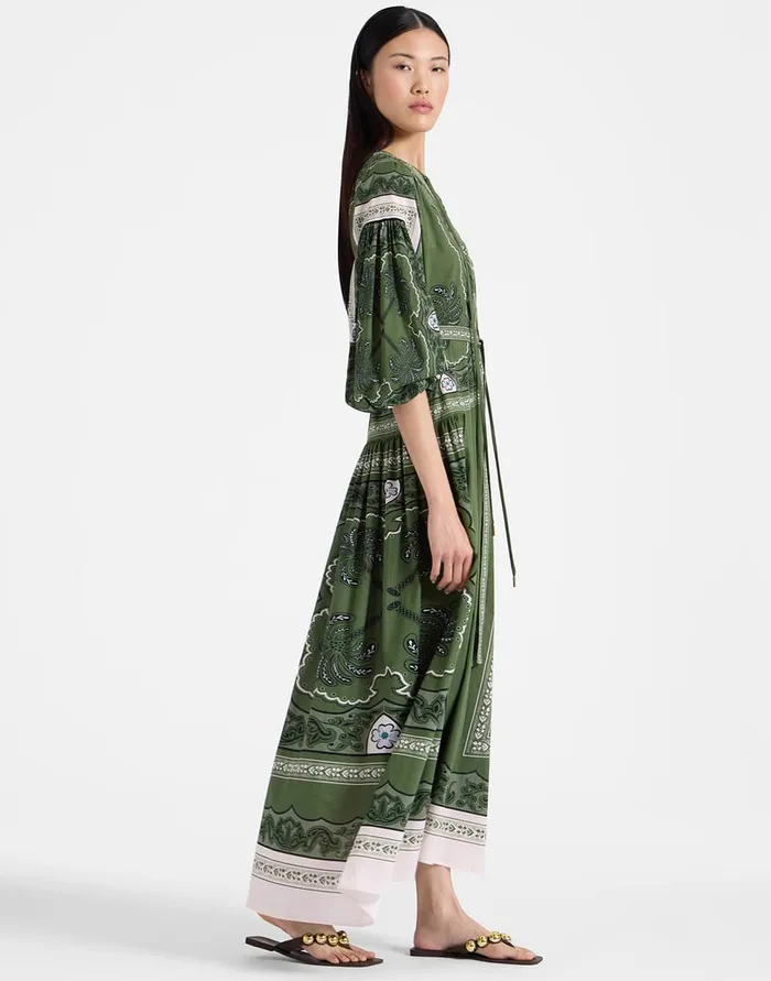 La Doublej Viviana Dress Mirage Place Green In Cotton Muslin Women Dresses