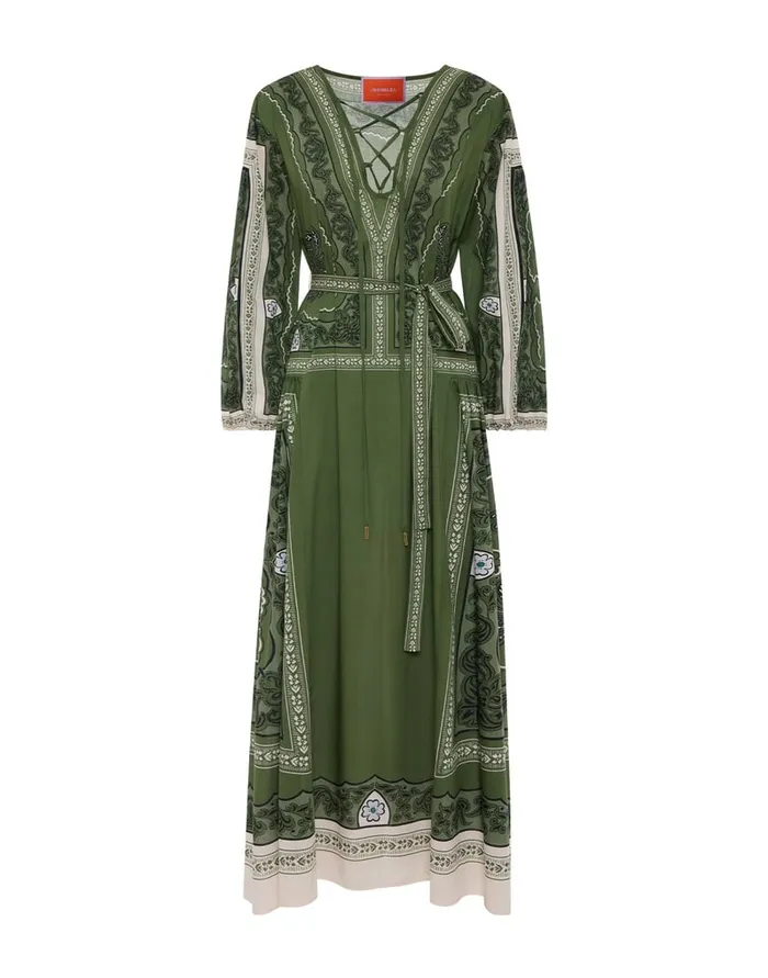 La Doublej Viviana Dress Mirage Place Green In Cotton Muslin Women Dresses