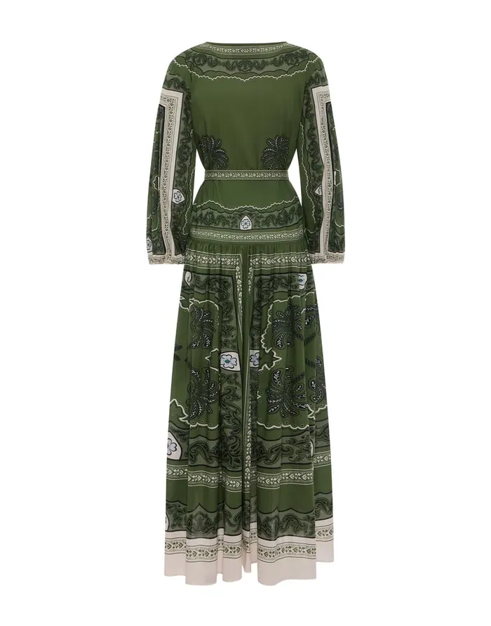 La Doublej Viviana Dress Mirage Place Green In Cotton Muslin Women Dresses
