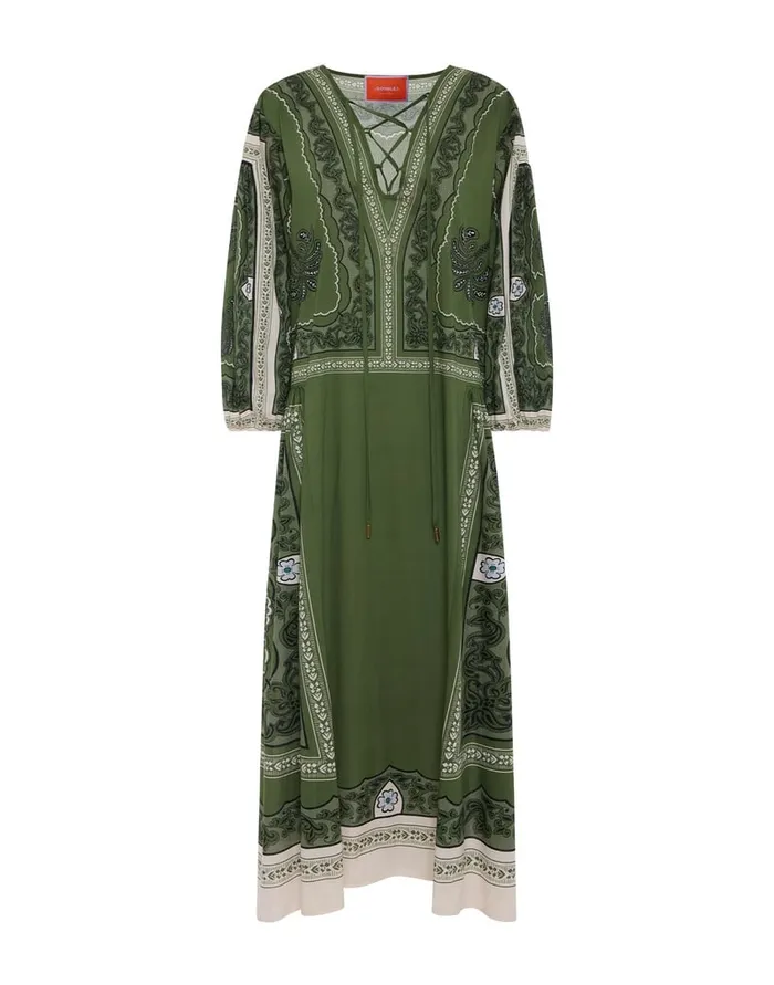 La Doublej Viviana Dress Mirage Place Green In Cotton Muslin Women Dresses
