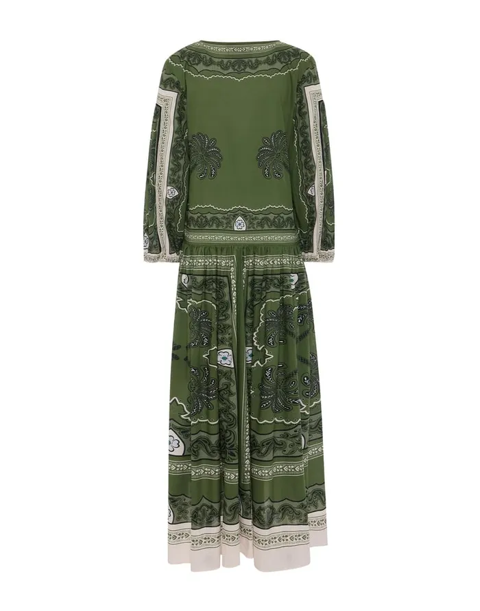 La Doublej Viviana Dress Mirage Place Green In Cotton Muslin Women Dresses