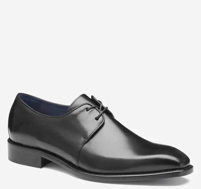 LaceUps Men Larson 2Eye Plain Toe Black Italian Calfskin Johnston and Murphy