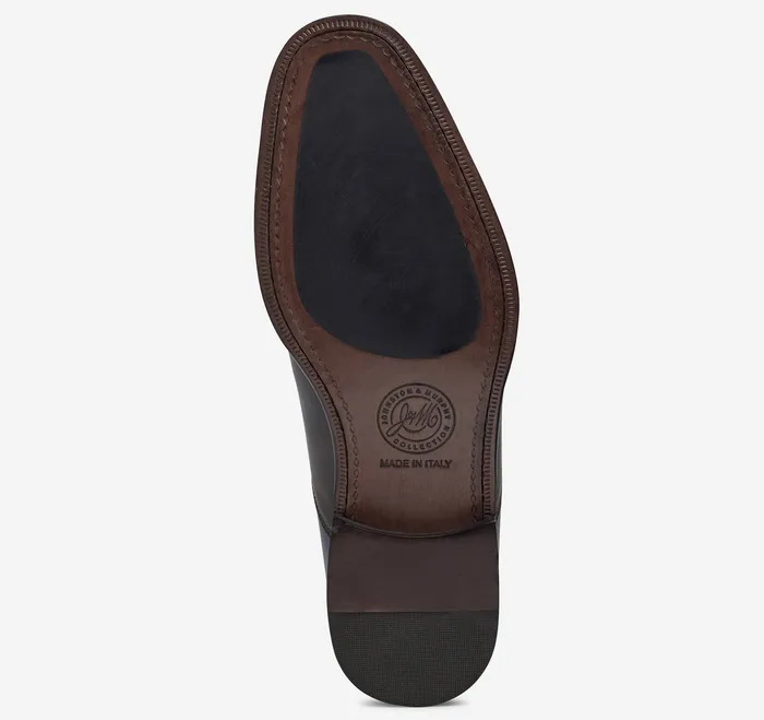 LaceUps Men Larson 2Eye Plain Toe Black Italian Calfskin Johnston and Murphy