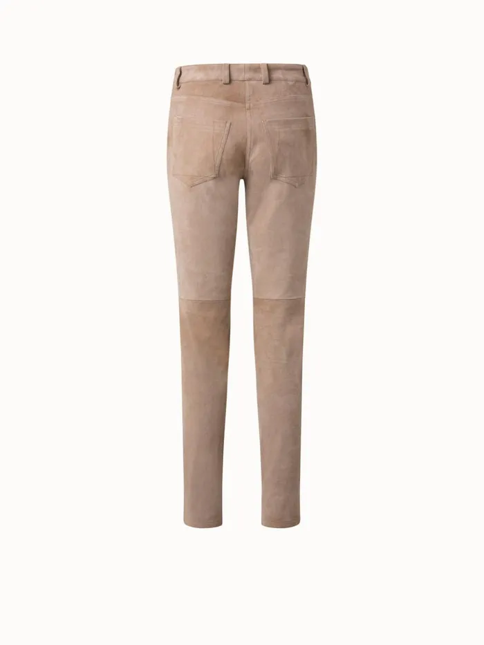 Lamb Suede Stretch Leather Pant Cardboard Women Akris Pants