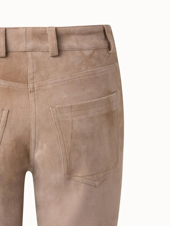 Lamb Suede Stretch Leather Pant Cardboard Women Akris Pants