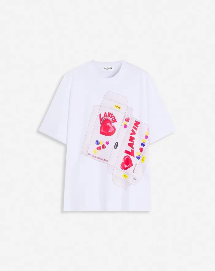 Lanvin Candy Print Straight Fit Tshirt Optic White Men Lanvin Tshirts and Polos