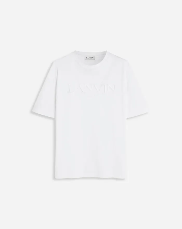 Lanvin Embroidered Tshirt Optical White Men Lanvin Tshirts and Polos