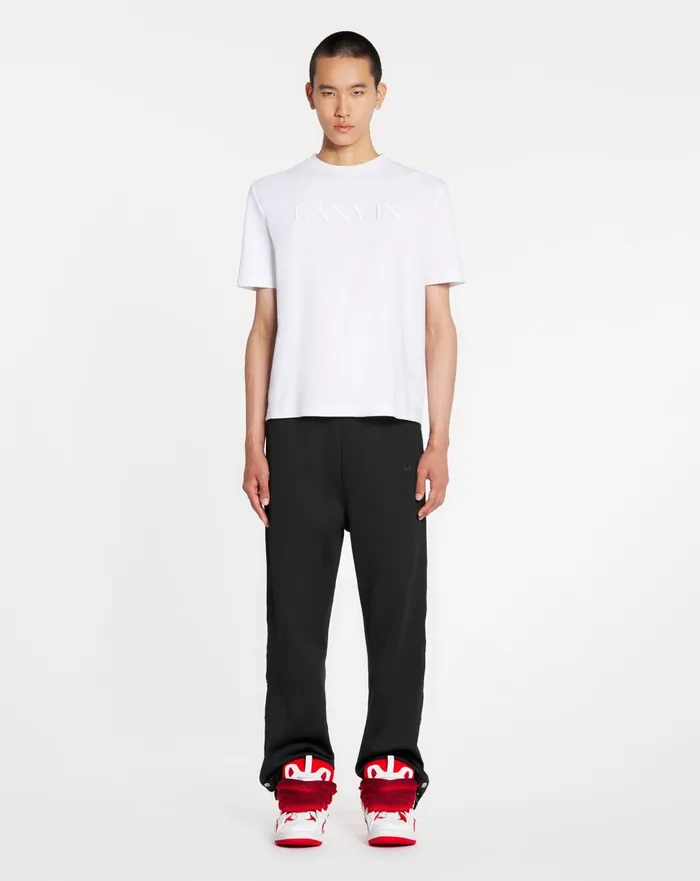 Lanvin Embroidered Tshirt Optical White Men Lanvin Tshirts and Polos