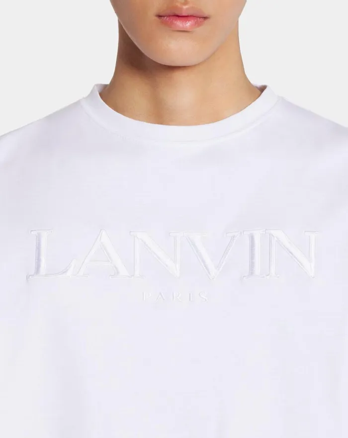 Lanvin Embroidered Tshirt Optical White Men Lanvin Tshirts and Polos