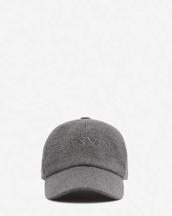Lanvin Wool Cap Dark Grey Men Lanvin Hats