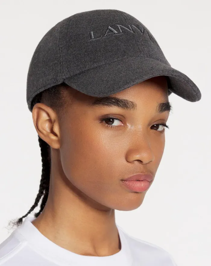 Lanvin Wool Cap Dark Grey Men Lanvin Hats