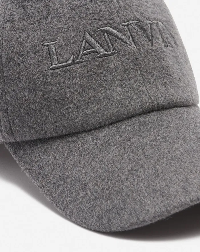 Lanvin Wool Cap Dark Grey Men Lanvin Hats
