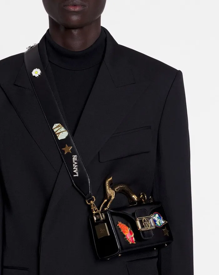 Lanvin X Future Pencil Cat Nano Leather Bag With Pins Blackmulticolour Men Lanvin Crossbody Bags