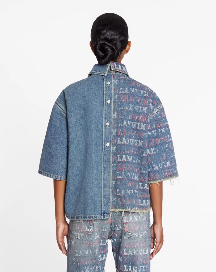 Lanvin X Future Unisex Asymmetrical Printed Shirt Light Blue Men Lanvin Shirts Lanvin X Future Unisex Asymmetrical Printed Shirt Light Blue Men Lanvin Shirts