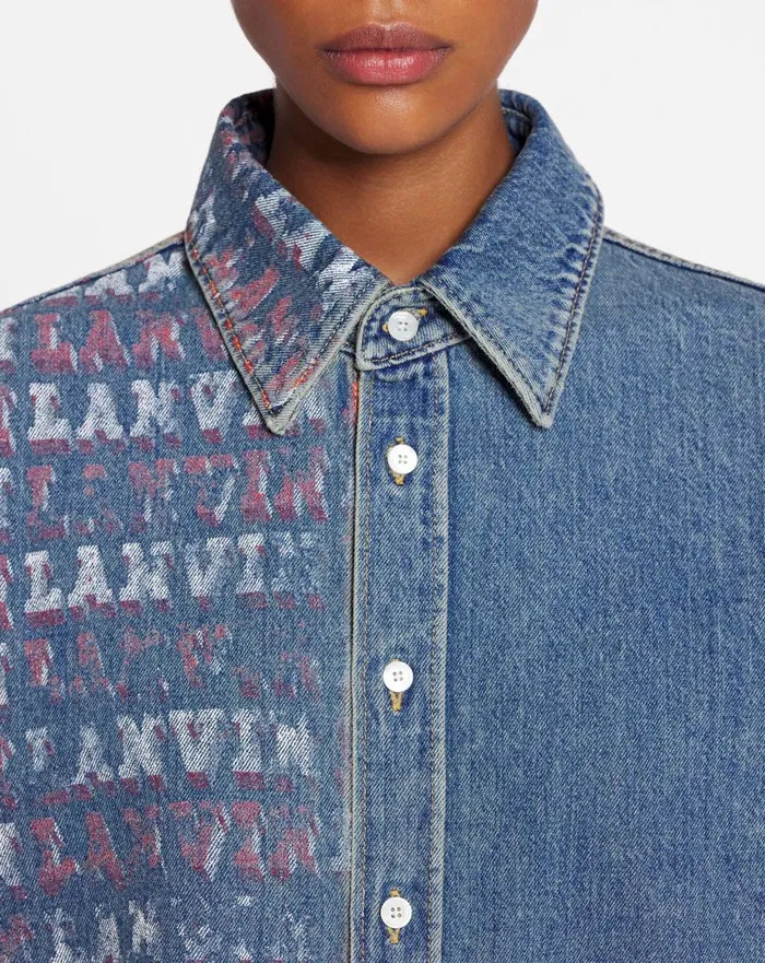 Lanvin X Future Unisex Asymmetrical Printed Shirt Light Blue Men Lanvin Shirts Lanvin X Future Unisex Asymmetrical Printed Shirt Light Blue Men Lanvin Shirts