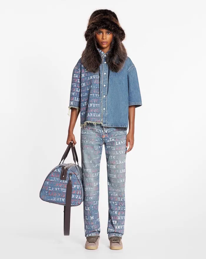 Lanvin X Future Unisex Asymmetrical Printed Shirt Light Blue Women Lanvin Tops Lanvin X Future Unisex Asymmetrical Printed Shirt Light Blue Women Lanvin Tops
