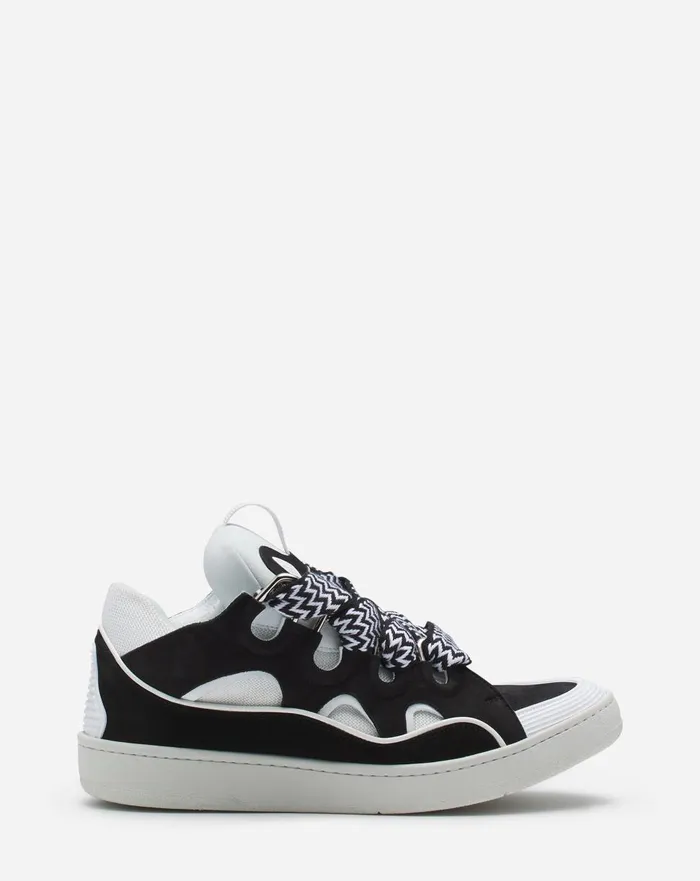 Leather Curb Sneakers Blackwhite Men Lanvin Sneakers