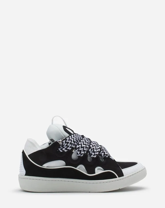 Leather Curb Sneakers Blackwhite Women Lanvin Curb
