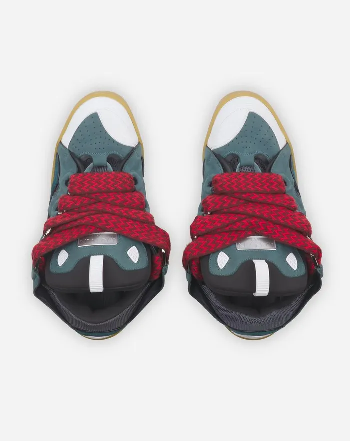 Leather Curb Sneakers Blue Men Lanvin Curb