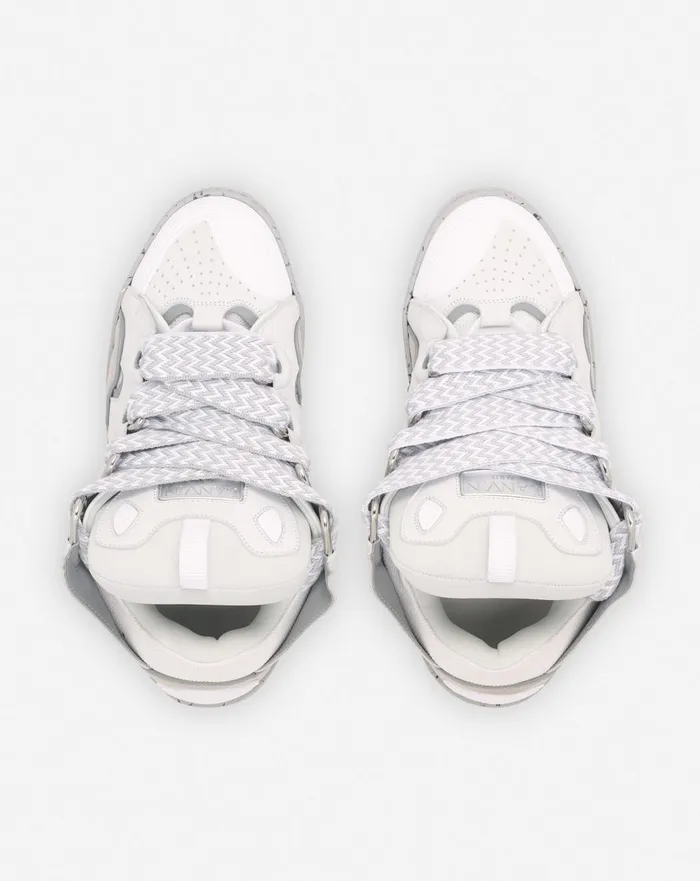 Leather Curb Sneakers Greywhite Men Lanvin Sneakers