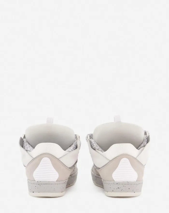 Leather Curb Sneakers Greywhite Men Lanvin Sneakers
