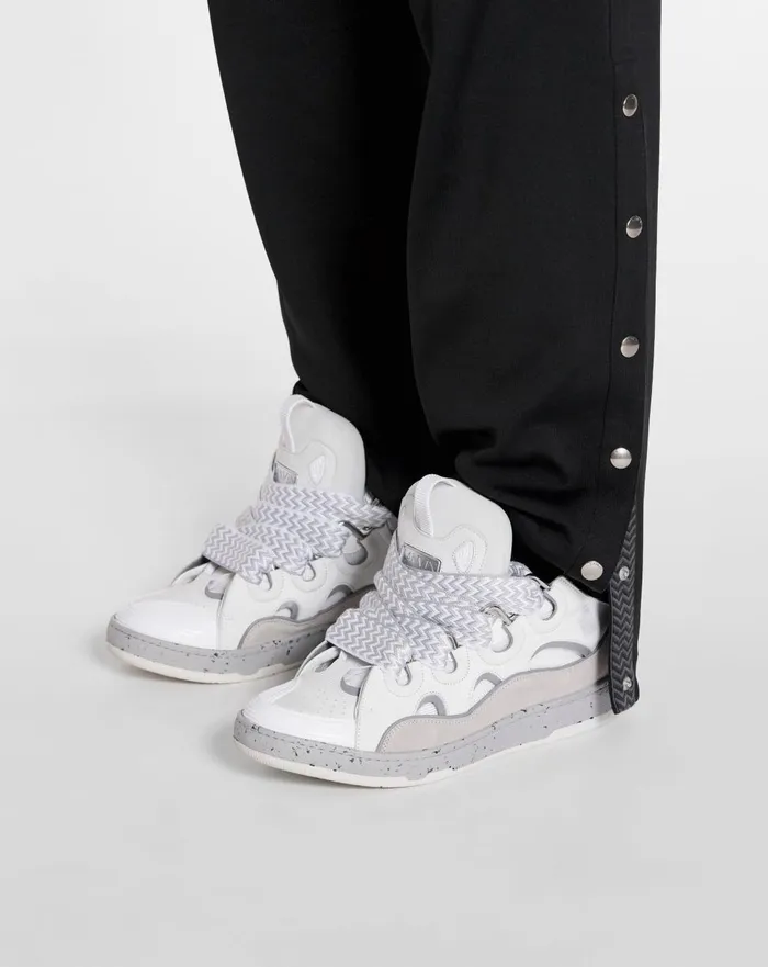Leather Curb Sneakers Greywhite Men Lanvin Sneakers