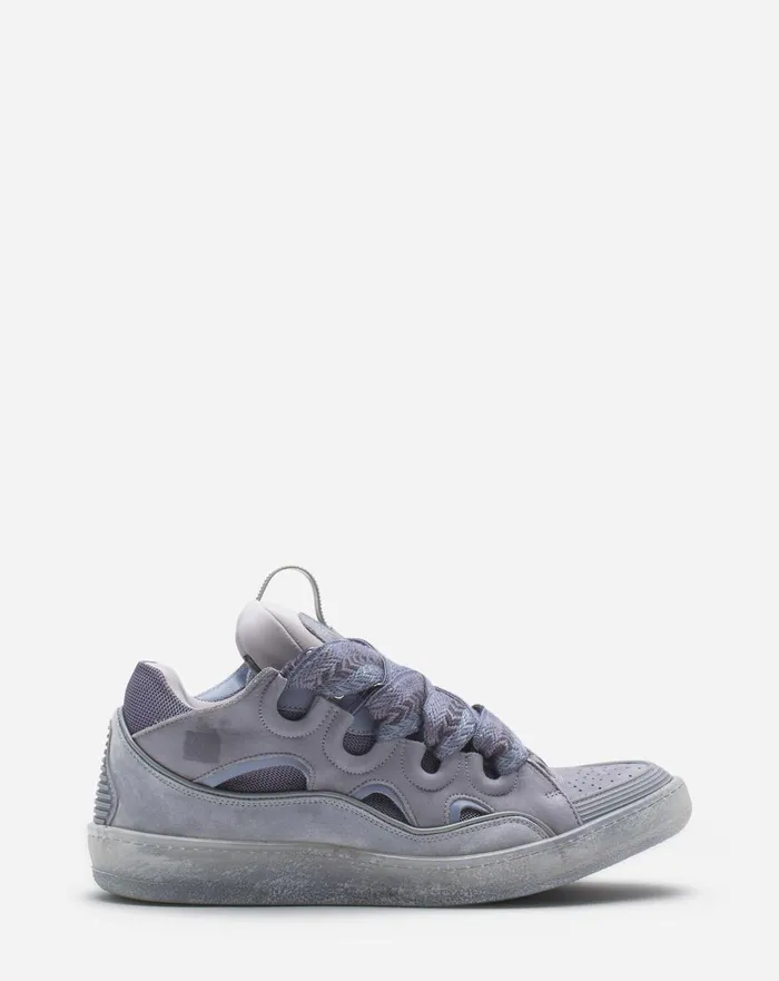 Leather Curb Sneakers Light Grey Men Lanvin Sneakers