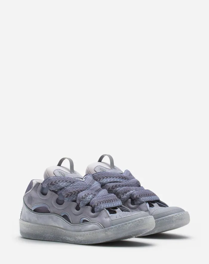 Leather Curb Sneakers Light Grey Men Lanvin Sneakers