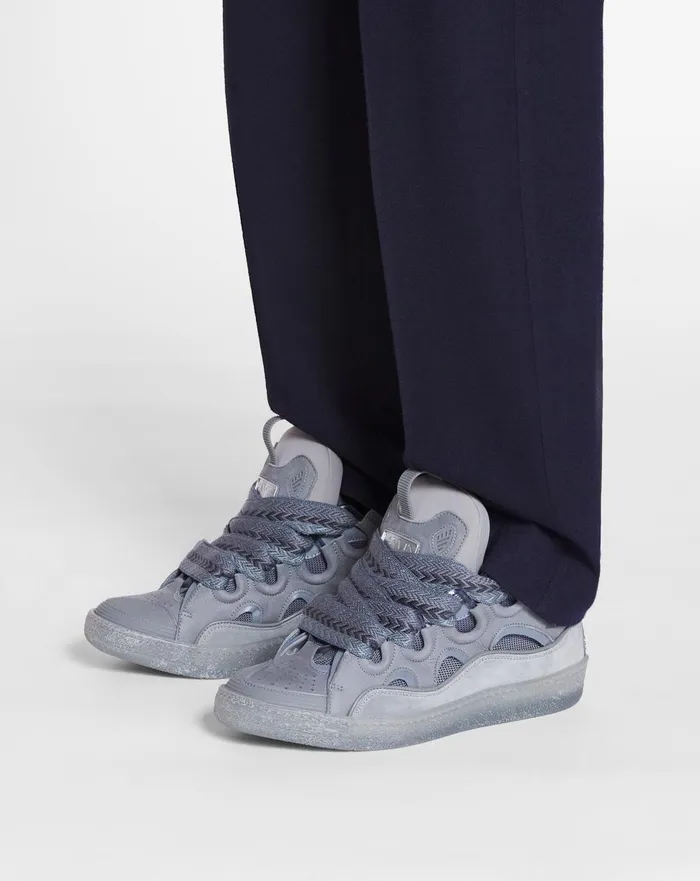 Leather Curb Sneakers Light Grey Men Lanvin Sneakers