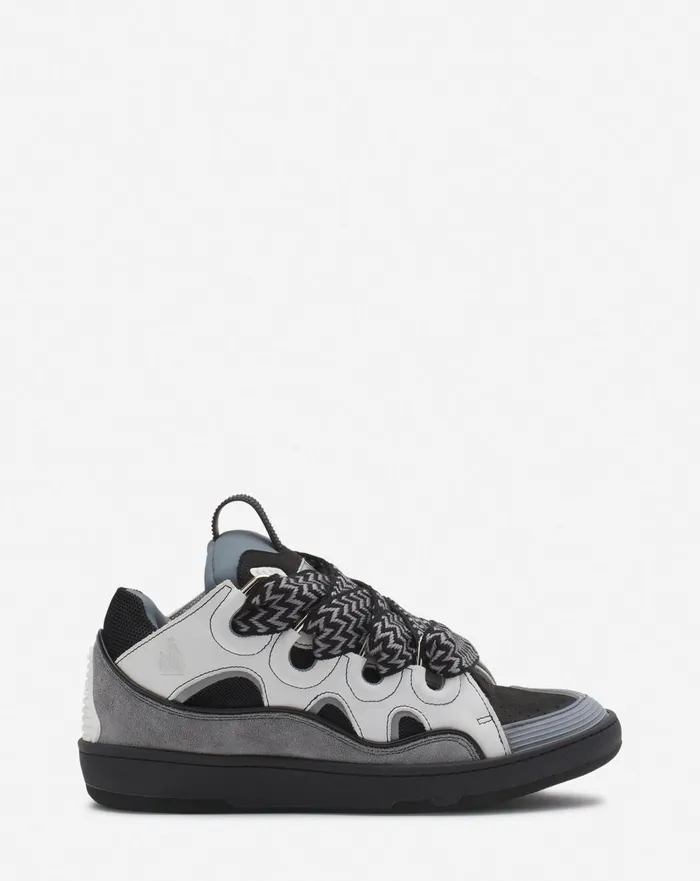 Leather Curb Sneakers Whiteanthracite Women Lanvin Sneakers