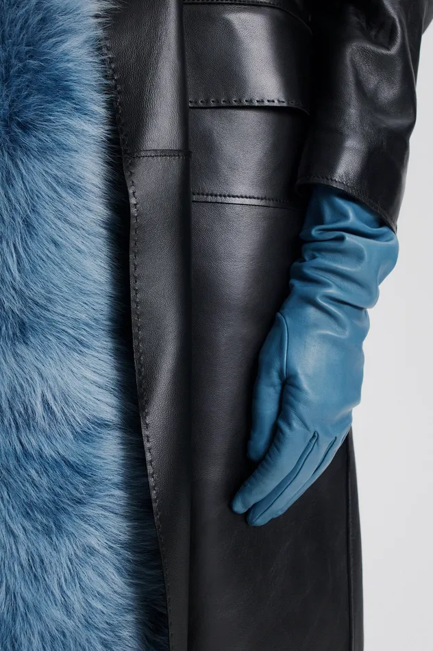 Leather Women Scanlan Theodore LEATHER GLOVES DENIM