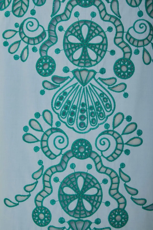Light Blue And Green Graphic Richelieu Midi Skirt Women Farm Rio Skirts