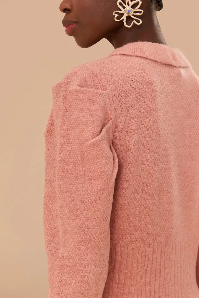 Light Pink Ruffle Knit Cardigan Women Farm Rio Cardigans