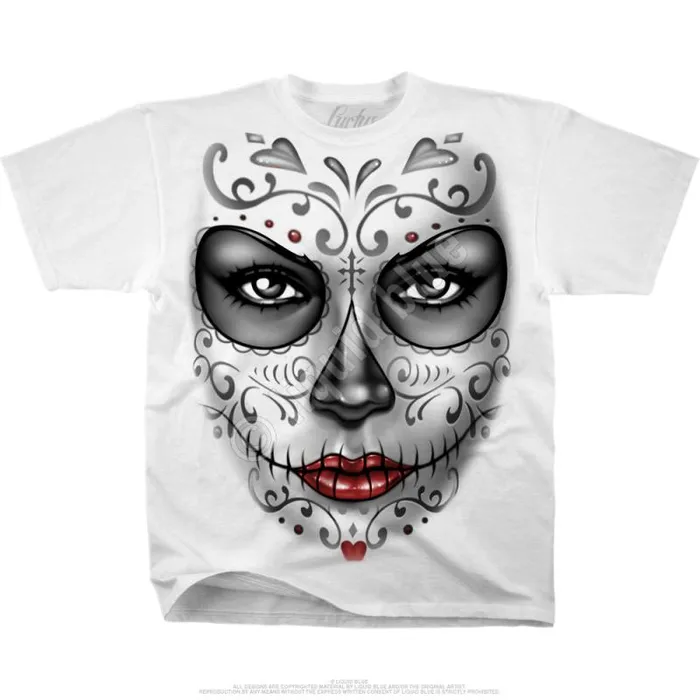 Liquid Blue Athletic TShirt Men Heart Skull White Athletic TShirt
