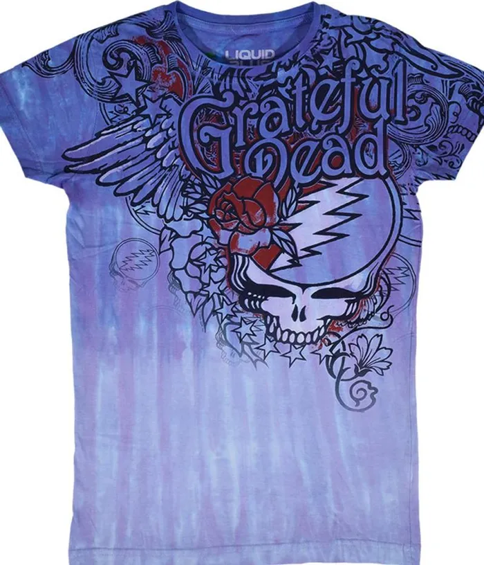 Liquid Blue Juniors Long Length Women Dead Flowers TieDye Juniors Long Length TShirt