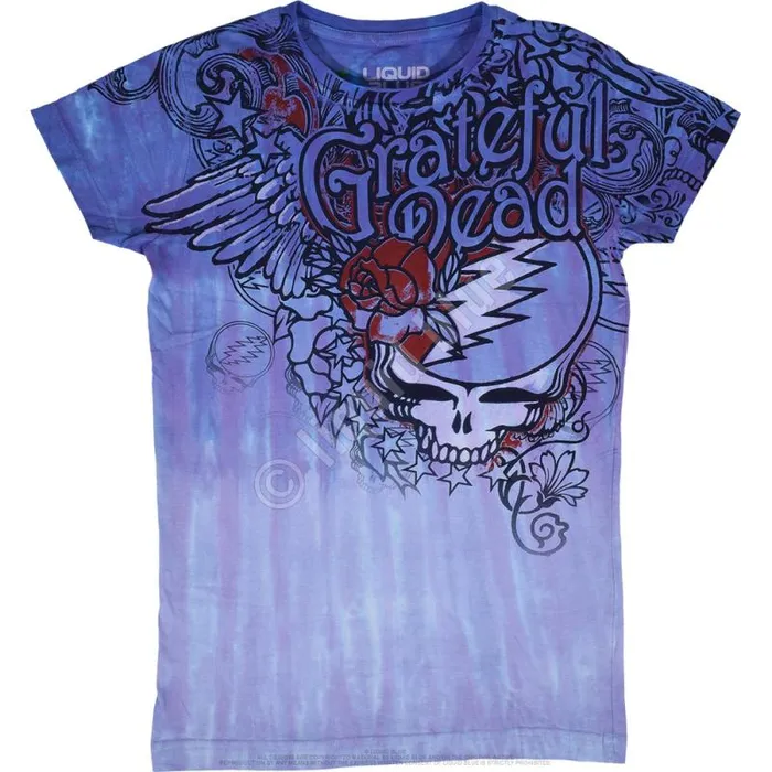 Liquid Blue Juniors Long Length Women Dead Flowers TieDye Juniors Long Length TShirt