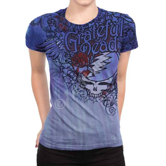 Liquid Blue Juniors Long Length Women Dead Flowers TieDye Juniors Long Length TShirt