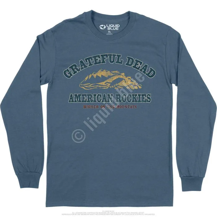 Liquid Blue Long Sleeve Men American Rockies Long Sleeve TShirt
