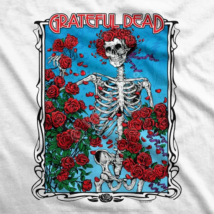 Liquid Blue Long Sleeve Men Bertha Wheel and Roses Long Sleeve Athletic White TShirt