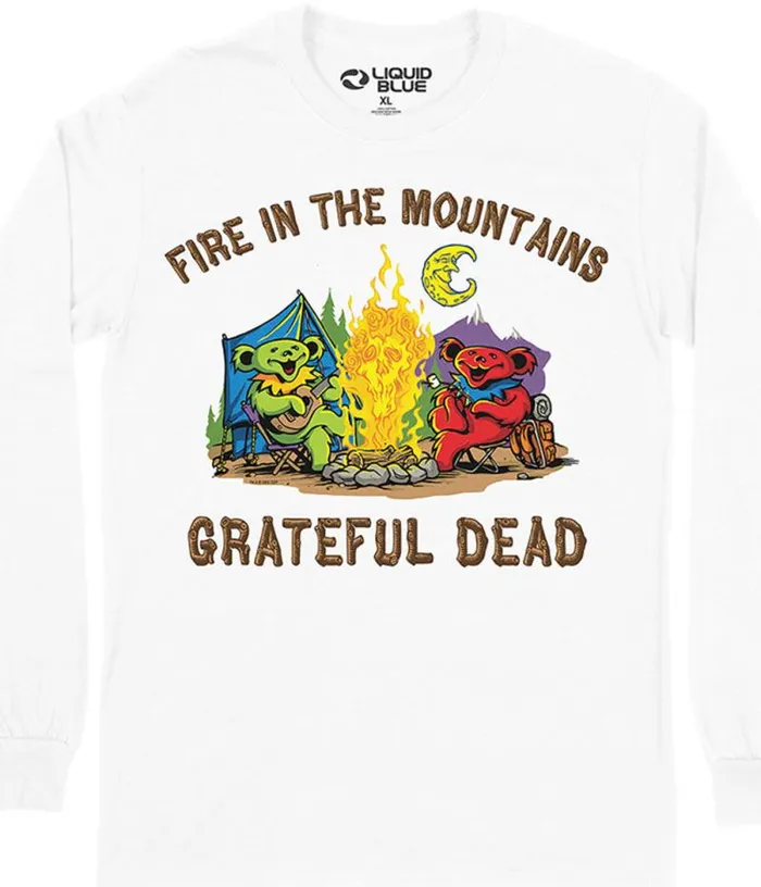 Liquid Blue Long Sleeve Men Fire In The Mountain Long Sleeve TShirt